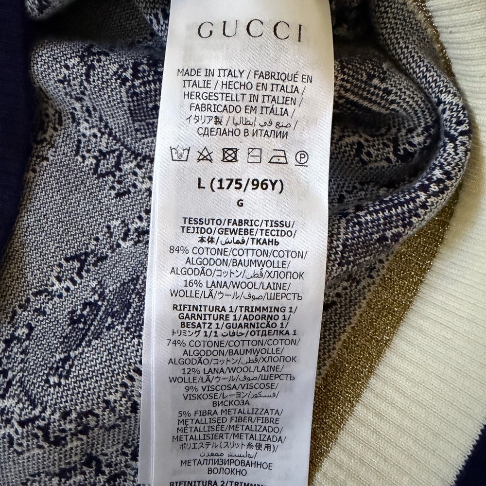 Gucci Women’s Cropped Cream Navy Polo Sweater Horse Head w/Gold Buttons and Trum - Picture 4 of 6